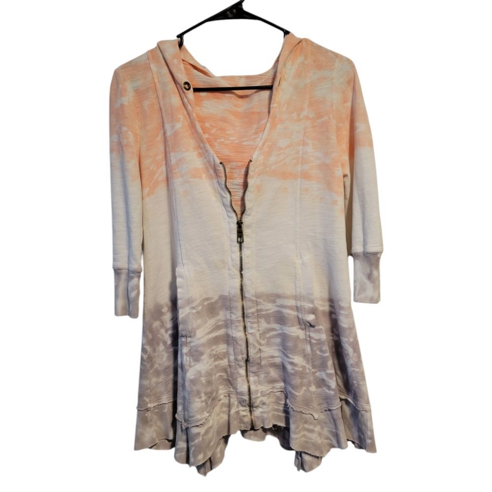 XCVI Tie Dye Short Sleeve Full Zip Hoodie Size Small